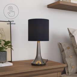GoodHome Painswick Cylinder Satin Blue Nickel Effect Table Lamp - thumbnail 8