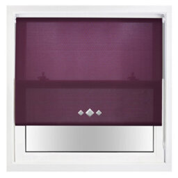FURNISHED Trimmable Roller Blind With Triple Diamond Chrome Eyelet And Metal Fittings - Aubergine Daylight Shade (W)135Cm X (L)210Cm - thumbnail 2