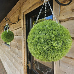 Best Artificial 28Cm Green  Grass Moss Hanging Basket Topiary Ball - Suitable For Outdoor Use - Weather & Fade Resistant - thumbnail 3