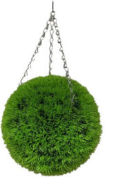 Best Artificial 28Cm Green  Grass Moss Hanging Basket Topiary Ball - Suitable For Outdoor Use - Weather & Fade Resistant - thumbnail 1