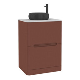 Royal Bathrooms Venice 600mm Terracotta Clay Freestanding Bathroom Countertop Vanity Unit 2 Drawer With Milan Black Basin - thumbnail 7
