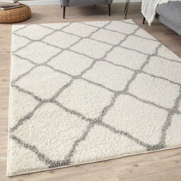 The Rugs Moroccan Shaggy Rugs And Runners Soft  High Pile Ivory And Grey Living Room Kitchen Hallway 700