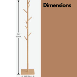 Rafaelo Mobilia Wooden 8 Hook Coat Stand With Square Base - thumbnail 5