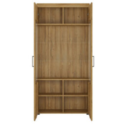 Furniture To Go Cortina Tall Wide 2 Door Glazed Display Cabinet In Grandson Oak - thumbnail 3