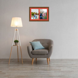 AK Frames 20X14 Dark Oak Modern Multi Photo Frame With Poppy Red Mount - Holds 2 Apertures (2X) A4 Photos - thumbnail 3