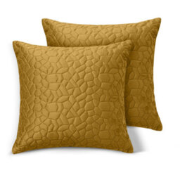 Ameha Ochre Embossed Pebbles Velvet Cushion Cover, 18X18 Inch, Pack Of 2, Ultra Soft, Breathable & Hypoallergenic