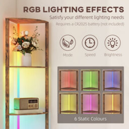 Homcom Rgb Led Modern Floor Lamp With Shelves And Remote Control For Home - thumbnail 4