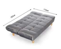 Home Detail Macey 3 Seater Grey Velvet Recliner Clic Clac Wooden Legs Tufted Back Sofa Bed - thumbnail 4