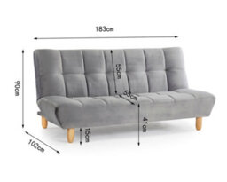 Home Detail Macey 3 Seater Grey Velvet Recliner Clic Clac Wooden Legs Tufted Back Sofa Bed - thumbnail 3