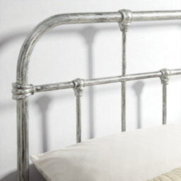 OAT Home Camden Distressed Silver Steel Effect Victorian Hospital Metal King Size Bed Frame - thumbnail 4