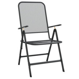 Folding Garden Chairs 4 Pcs Expanded Metal Mesh Anthracite - thumbnail 3