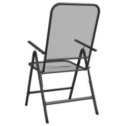 Folding Garden Chairs 4 Pcs Expanded Metal Mesh Anthracite - thumbnail 6