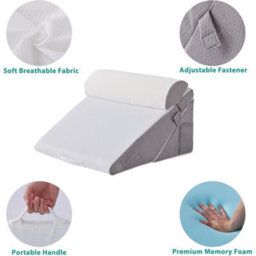 White Orthopedic Bed Wedge Pillow 3 Pcs Adjustable For Back Leg Neck Sleep - thumbnail 3