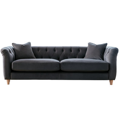 Furnishings For Less UK Elsie Velvet Chesterfield Plush Velvet Midnight 3 Seater Sofa - image 1