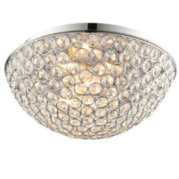 Flush Bathroom Ceiling Light Crystal Bead Dome Shade Ip44 Round Lamp Bulb Holder - thumbnail 1