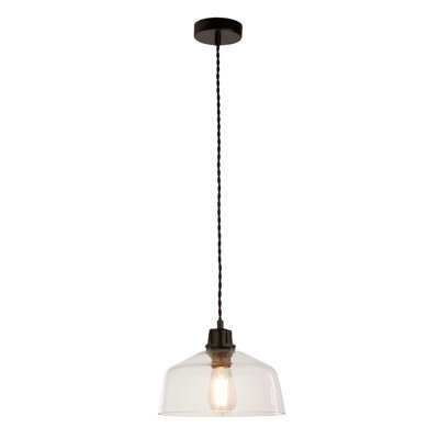 Lighting Collection Glass Dome Pendant Black Suspension - image 1