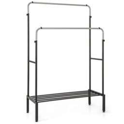 Metal Clothes Stand Rack Clothing Rack With 2 Rods Height Adjustable - thumbnail 4