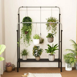 Metal Clothes Stand Rack Clothing Rack With 2 Rods Height Adjustable - thumbnail 5