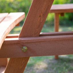 Wyld Haus Bataba Brownish Red Fir Wood 8-Seater Round Outdoor Picnic Table Set With Parasol Hole - L178 X W178 X H70Cm - thumbnail 9