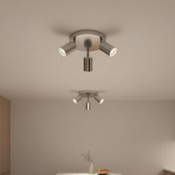 Ceiling Light Rotatable 3 Way Black Round Gu10 Industrial Spot Light Fittings For Indoor - Chrome - thumbnail 2