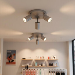 Ceiling Light Rotatable 3 Way Black Round Gu10 Industrial Spot Light Fittings For Indoor - Chrome - thumbnail 4