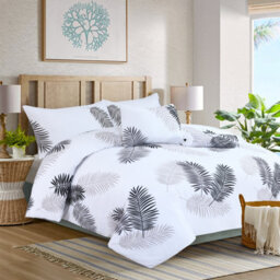 Ameha Printed Duvet Cover 3 Piece Set With Matching Pillowcase Soft Microfiber Leaf Floral Super King (260X220Cm) - thumbnail 1