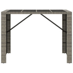 Berkfield Bar Table With Glass Top Grey 145X80X110 Cm Poly Rattan - thumbnail 3