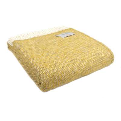 Tweedmill Illusion Yellow & Grey 100% Wool Throw - image 1