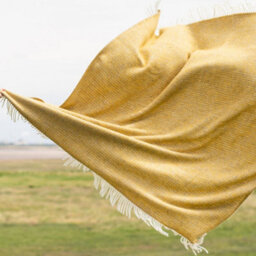 Tweedmill Illusion Yellow & Grey 100% Wool Throw - thumbnail 2