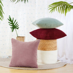 Deconovo Set Of 2 Corduroy Cushion Covers 50Cm X 50Cm, 20X20 Inches Grid Throw Pillowcases For Bedroom(Pastel Violet, 2 Pieces) - thumbnail 5
