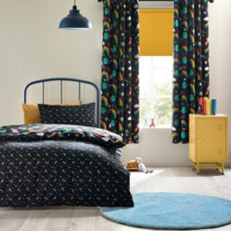 Catherine Lansfield Rainbow Rockets Reversible Duvet Cover Set With Pillowcase Black - thumbnail 2
