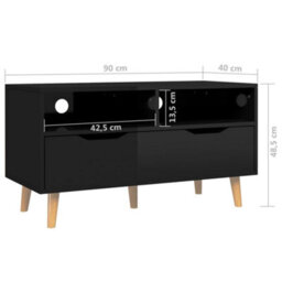 Berkfield Tv Cabinet High Gloss Black 90X40X48.5 Cm Engineered Wood - thumbnail 7