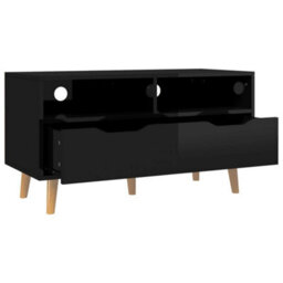 Berkfield Tv Cabinet High Gloss Black 90X40X48.5 Cm Engineered Wood - thumbnail 4