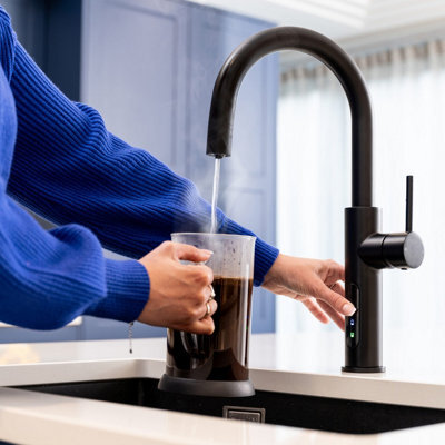 Aquataps Aquatap Fizz 5-In-1 Boiling Water Tap & Sparkling Water Tap C-Shape Matt Black - image 1