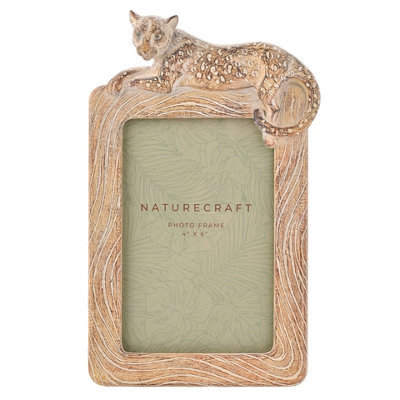 "Naturecraft Wood Effect Cheetah Photo Frame 4"" X 6"""