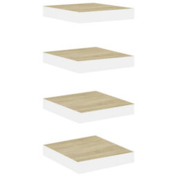 Berkfield Floating Wall Shelves 4 Pcs Oak And White 23X23.5X3.8 Cm Mdf - thumbnail 2