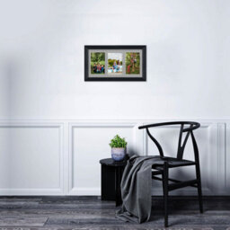 AK Frames 40X20Cm Black Classic Multi Photo Frame With Silver Mount - Holds 3 Apertures (3X) 6X4 Photos - thumbnail 3