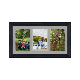 AK Frames 40X20Cm Black Classic Multi Photo Frame With Silver Mount - Holds 3 Apertures (3X) 6X4 Photos - thumbnail 1