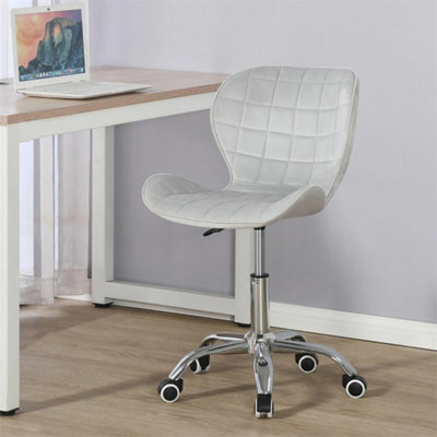 Velvet Grey Adjustable Swivel Office Chair With Chrome Base - image 1