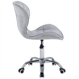 Velvet Grey Adjustable Swivel Office Chair With Chrome Base - thumbnail 6
