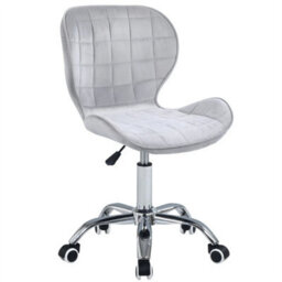 Velvet Grey Adjustable Swivel Office Chair With Chrome Base - thumbnail 2