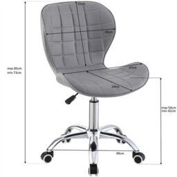 Velvet Grey Adjustable Swivel Office Chair With Chrome Base - thumbnail 3