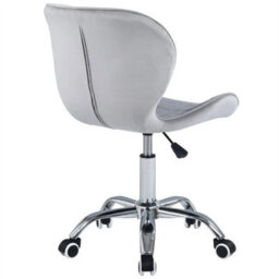 Velvet Grey Adjustable Swivel Office Chair With Chrome Base - thumbnail 4