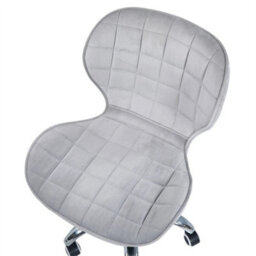 Velvet Grey Adjustable Swivel Office Chair With Chrome Base - thumbnail 5