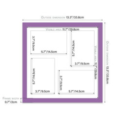12X12 Inch 4 Opening Photo Collage Frame, Display Four 6X4 Inch Photos, Multi Aperture Family Picture Frame, Purple - thumbnail 4