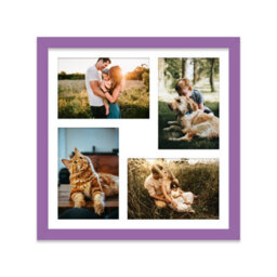 12X12 Inch 4 Opening Photo Collage Frame, Display Four 6X4 Inch Photos, Multi Aperture Family Picture Frame, Purple - thumbnail 1