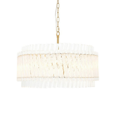 Luminosa Lighting Luminosa Langford Pendant Ceiling Light Brushed Aged Brass Plate & Clear Glass 5 X 7W Led E14 - image 1