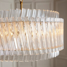 Luminosa Lighting Luminosa Langford Pendant Ceiling Light Brushed Aged Brass Plate & Clear Glass 5 X 7W Led E14 - thumbnail 4