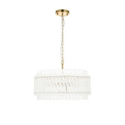 Luminosa Lighting Luminosa Langford Pendant Ceiling Light Brushed Aged Brass Plate & Clear Glass 5 X 7W Led E14 - thumbnail 7
