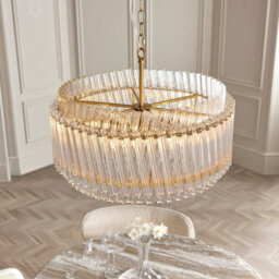 Luminosa Lighting Luminosa Langford Pendant Ceiling Light Brushed Aged Brass Plate & Clear Glass 5 X 7W Led E14 - thumbnail 3